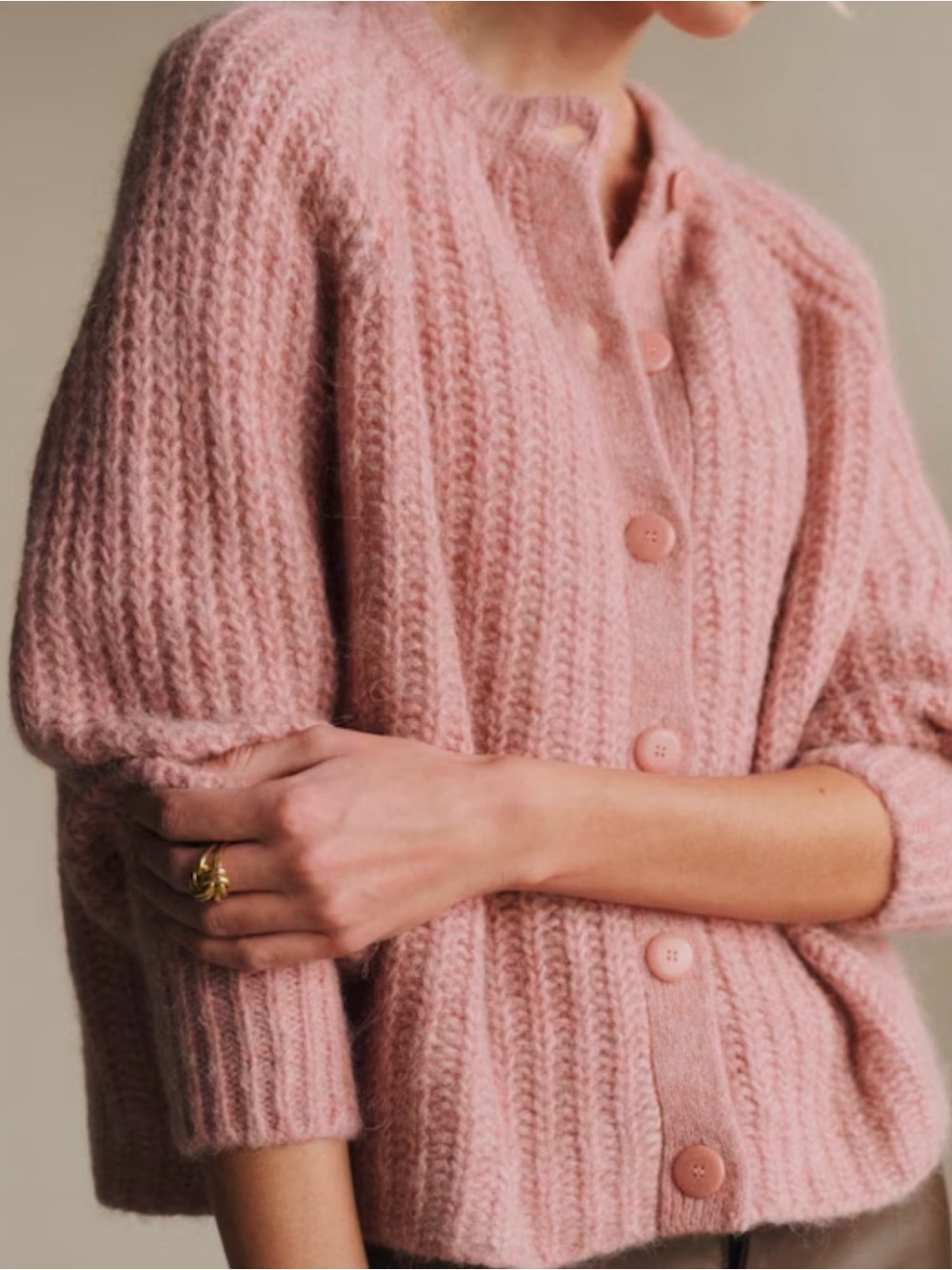 Sezane Emile Cardigan Mottled Pink